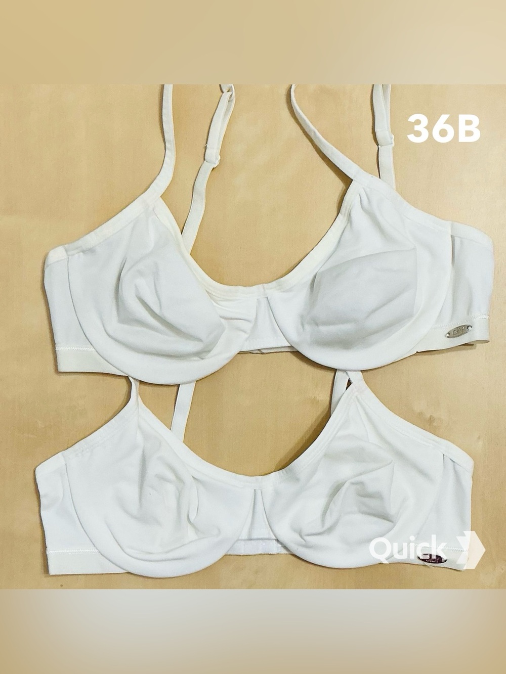 36B - New White Soft Cup Underwire Bras - 2 pcs bundle